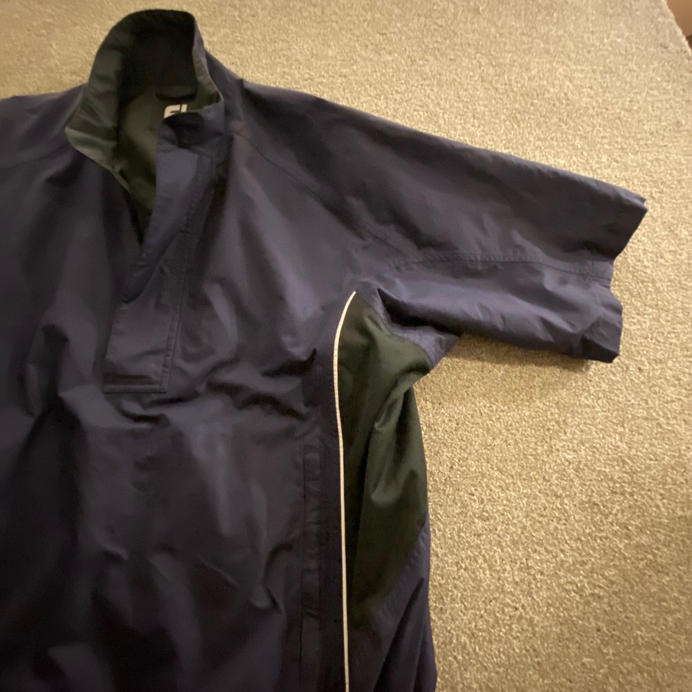 FJ DryJoys Mens Short Sleeve Golf Pullover Jacket L‎ Navy Blue Quarter Zip